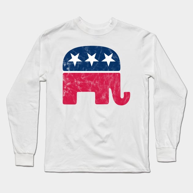 Vintage Republican Elephant Logo Long Sleeve T-Shirt by albinochicken